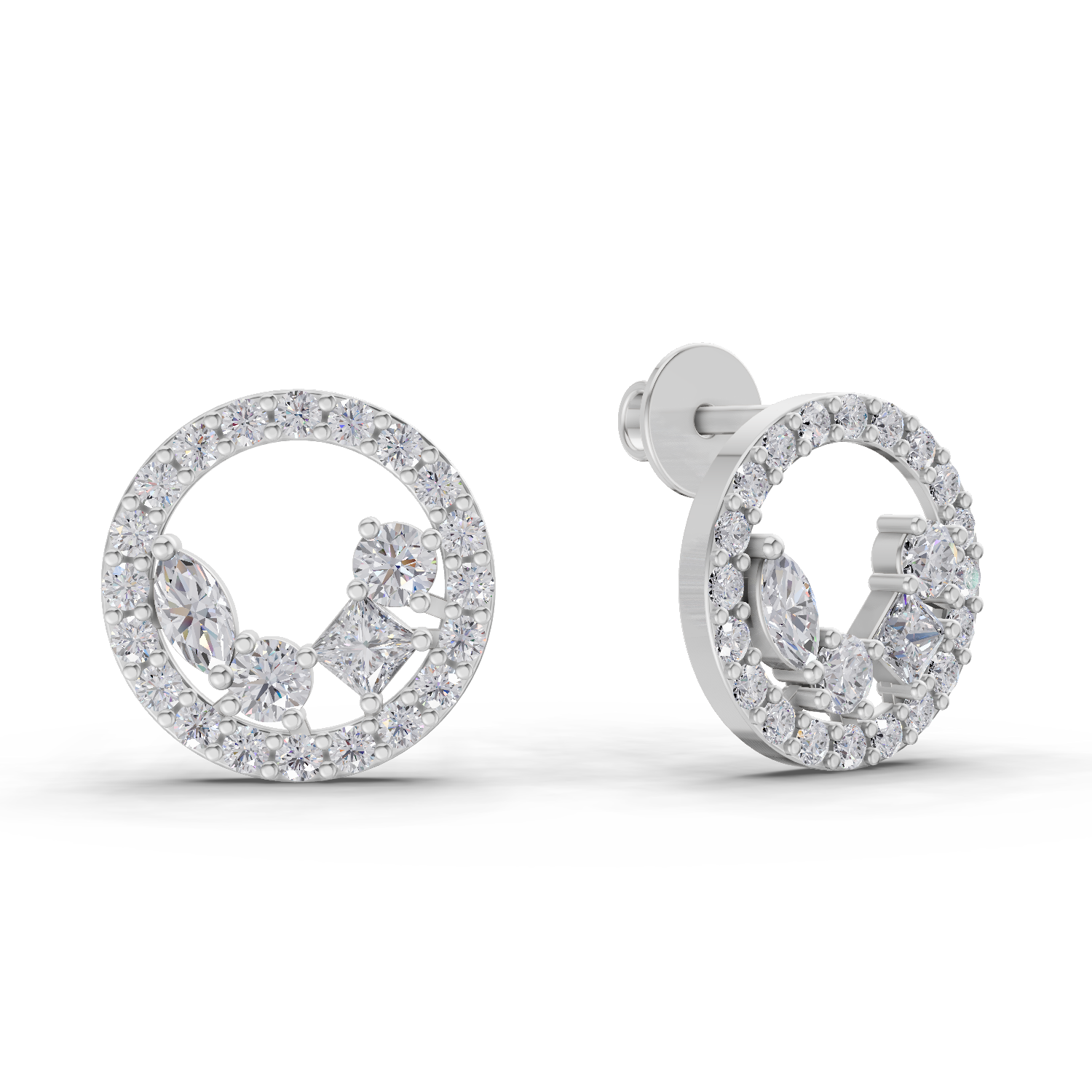 1.16 Carat Celeste Halo Studs Earrings 14K - White Gold