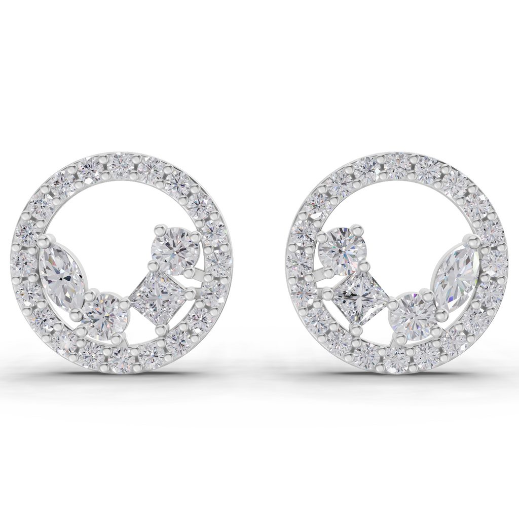 1.16 Carat Celeste Halo Studs Earrings 14K - White Gold