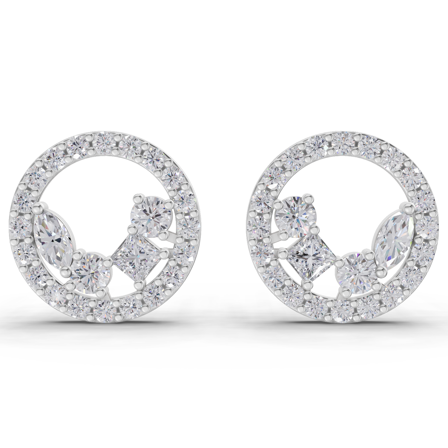 1.16 Carat Celeste Halo Studs Earrings 14K - White Gold
