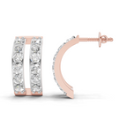 1.66 Carat Double Row Hoop Earrings 14K - Rose Gold