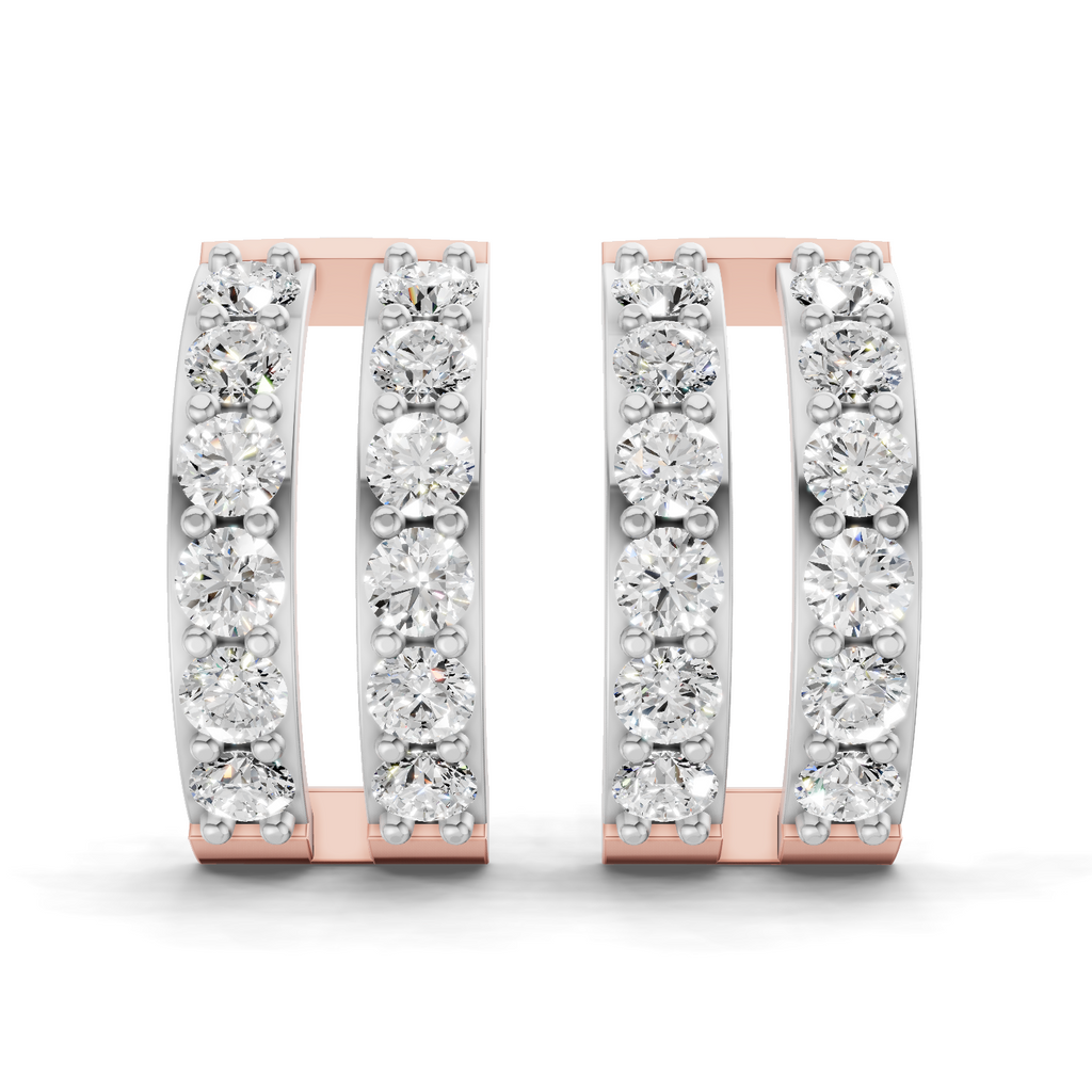 1.66 Carat Double Row Hoop Earrings 14K - Rose Gold