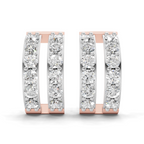 1.66 Carat Double Row Hoop Earrings 14K - Rose Gold