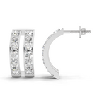 1.66 Carat Double Row Hoop Earrings 14K - White Gold