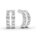 1.66 Carat Double Row Hoop Earrings 14K - White Gold