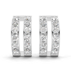 1.66 Carat Double Row Hoop Earrings 14K - White Gold