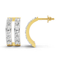 1.66 Carat Double Row Hoop Earrings 14K