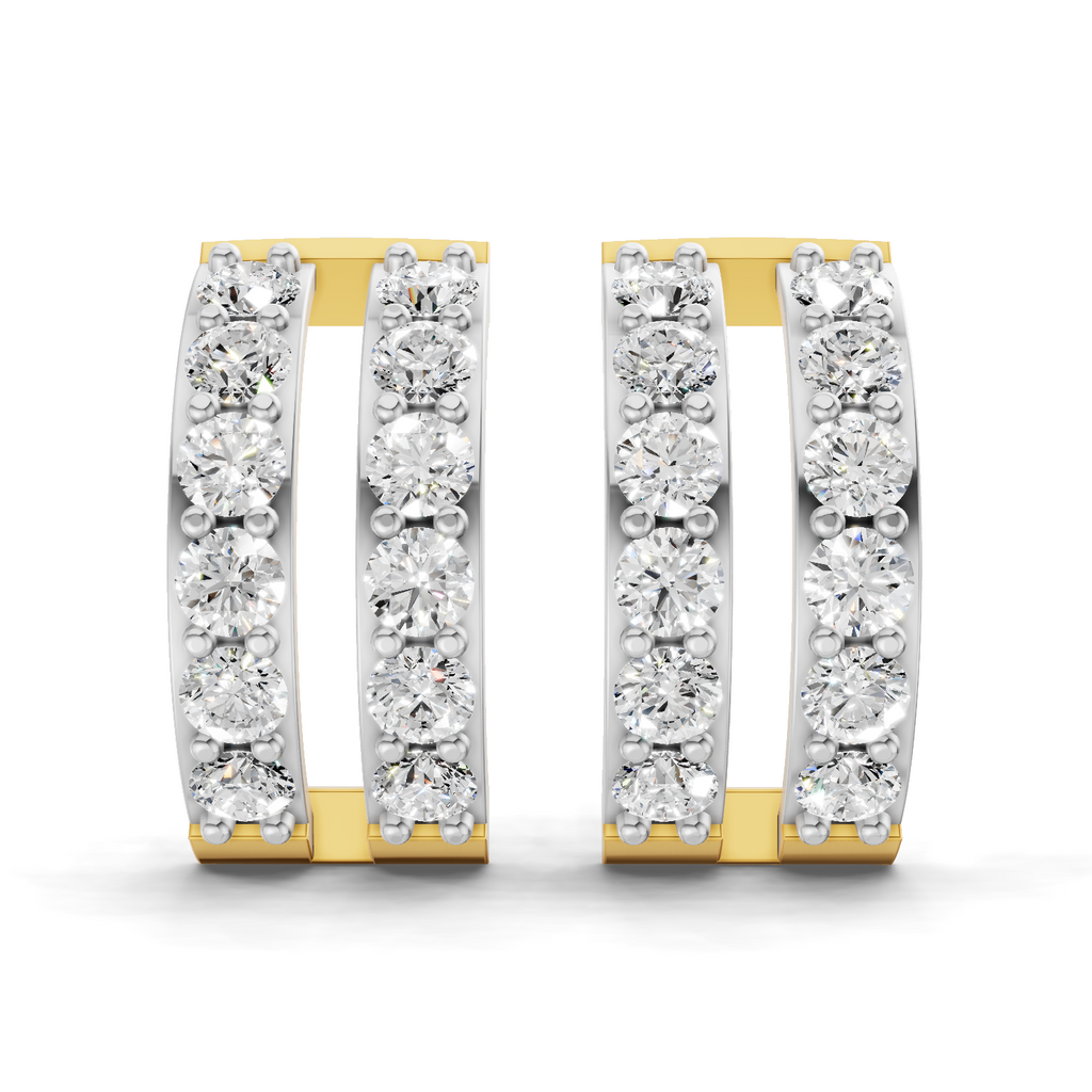 1.66 Carat Double Row Hoop Earrings 14K
