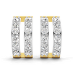 1.66 Carat Double Row Hoop Earrings 14K