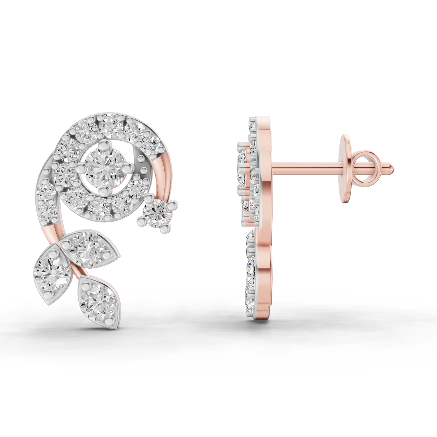 1.08 Carat Flora Spiral Earrings 14K - Rose Gold