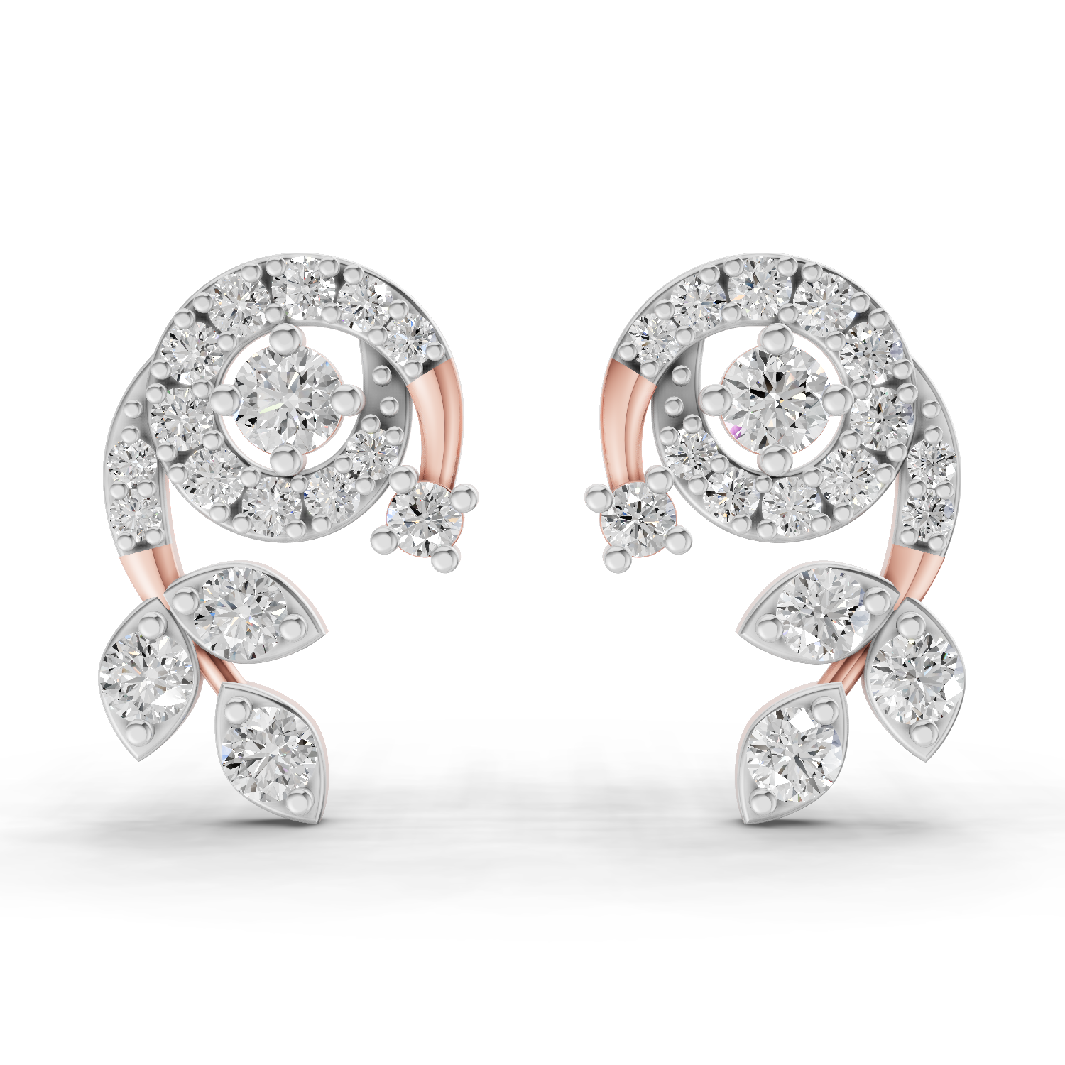 1.08 Carat Flora Spiral Earrings 14K - Rose Gold