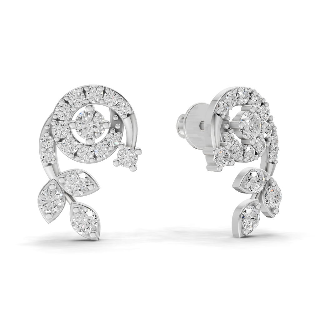 1.08 Carat Flora Spiral Earrings 14K - White Gold