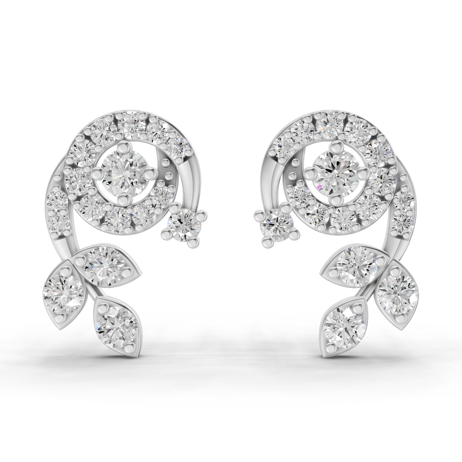 1.08 Carat Flora Spiral Earrings 14K - White Gold