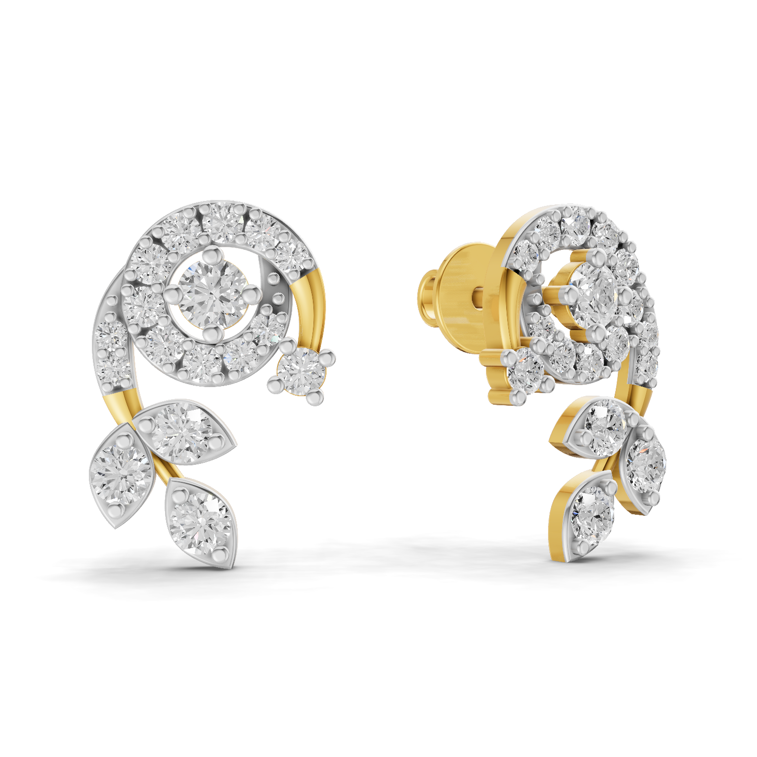 1.08 Carat Flora Spiral Earrings 14K