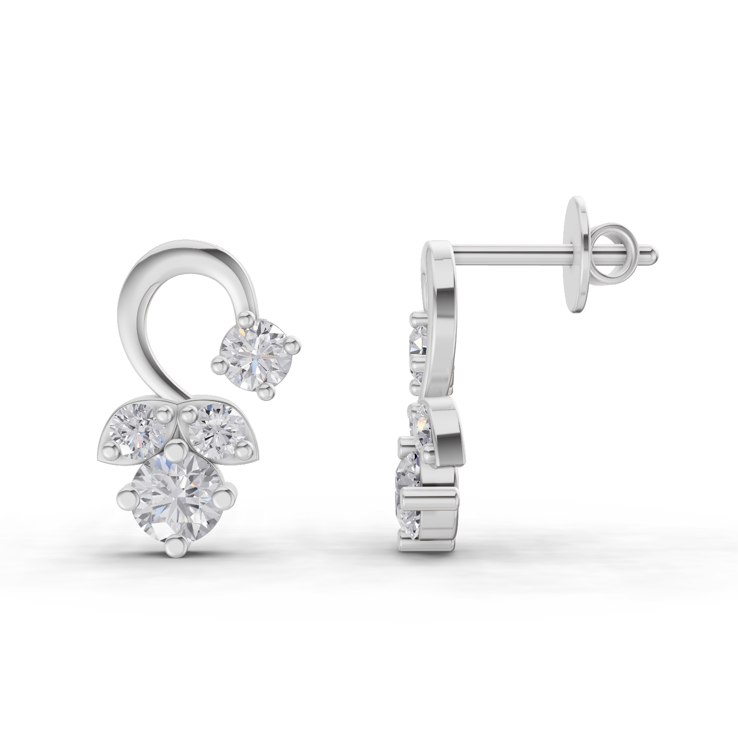 0.98 Carat Marquise Cut Simulated Earrings 14K - White Gold