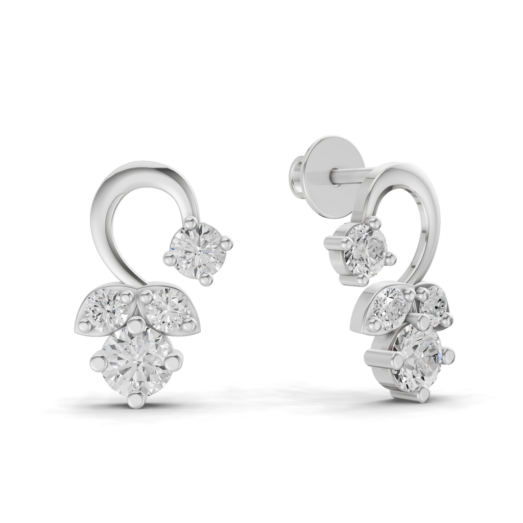 0.98 Carat Marquise Cut Simulated Earrings 14K - White Gold