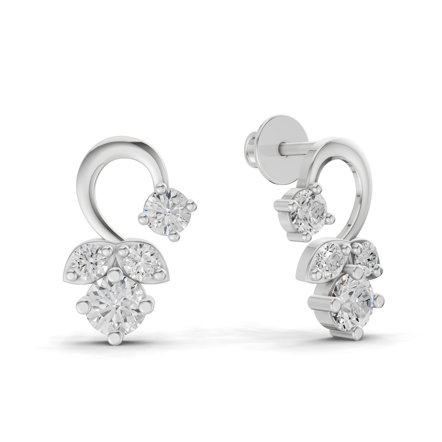 0.98 Carat Marquise Cut Simulated Earrings 14K - White Gold