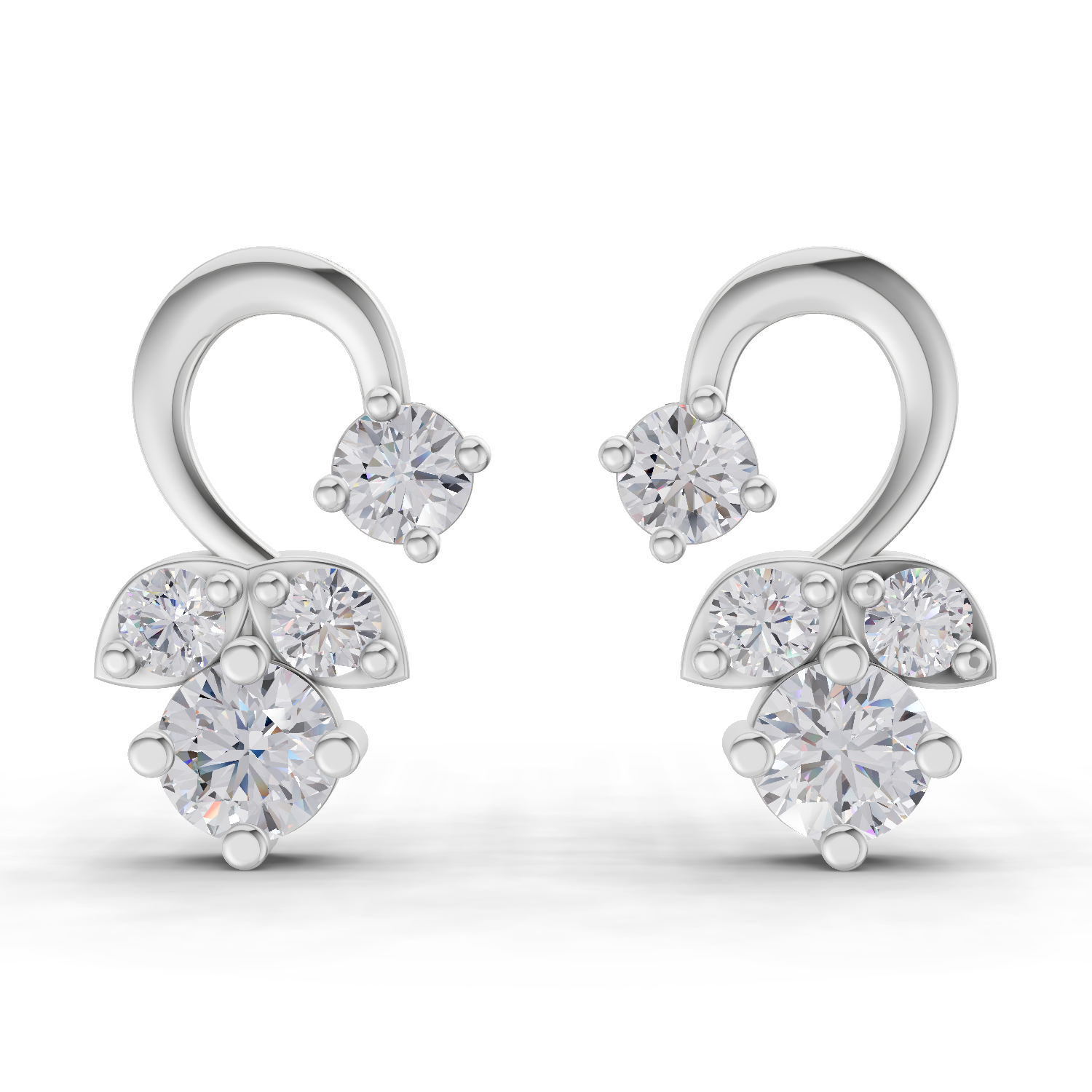 0.98 Carat Marquise Cut Simulated Earrings 14K - White Gold