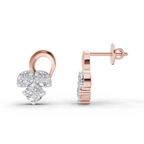 1.2 Carat three stone stud Earrings 14K - Rose Gold