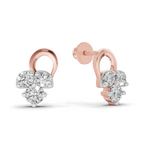 1.2 Carat three stone stud Earrings 14K - Rose Gold