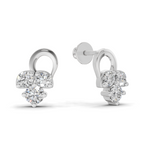 1.2 Carat three stone stud Earrings 14K - White Gold