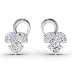1.2 Carat three stone stud Earrings 14K - White Gold