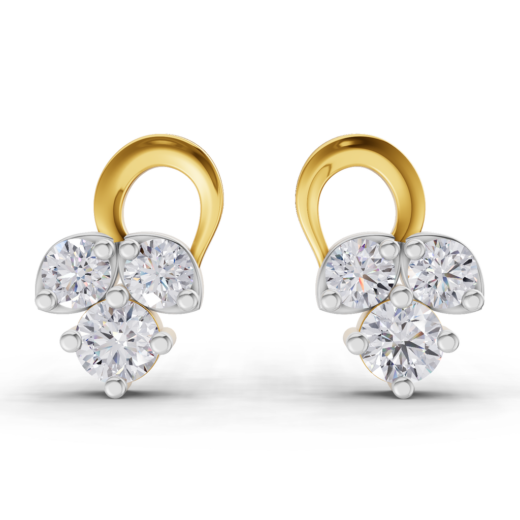 1.2 Carat three stone stud Earrings 14K