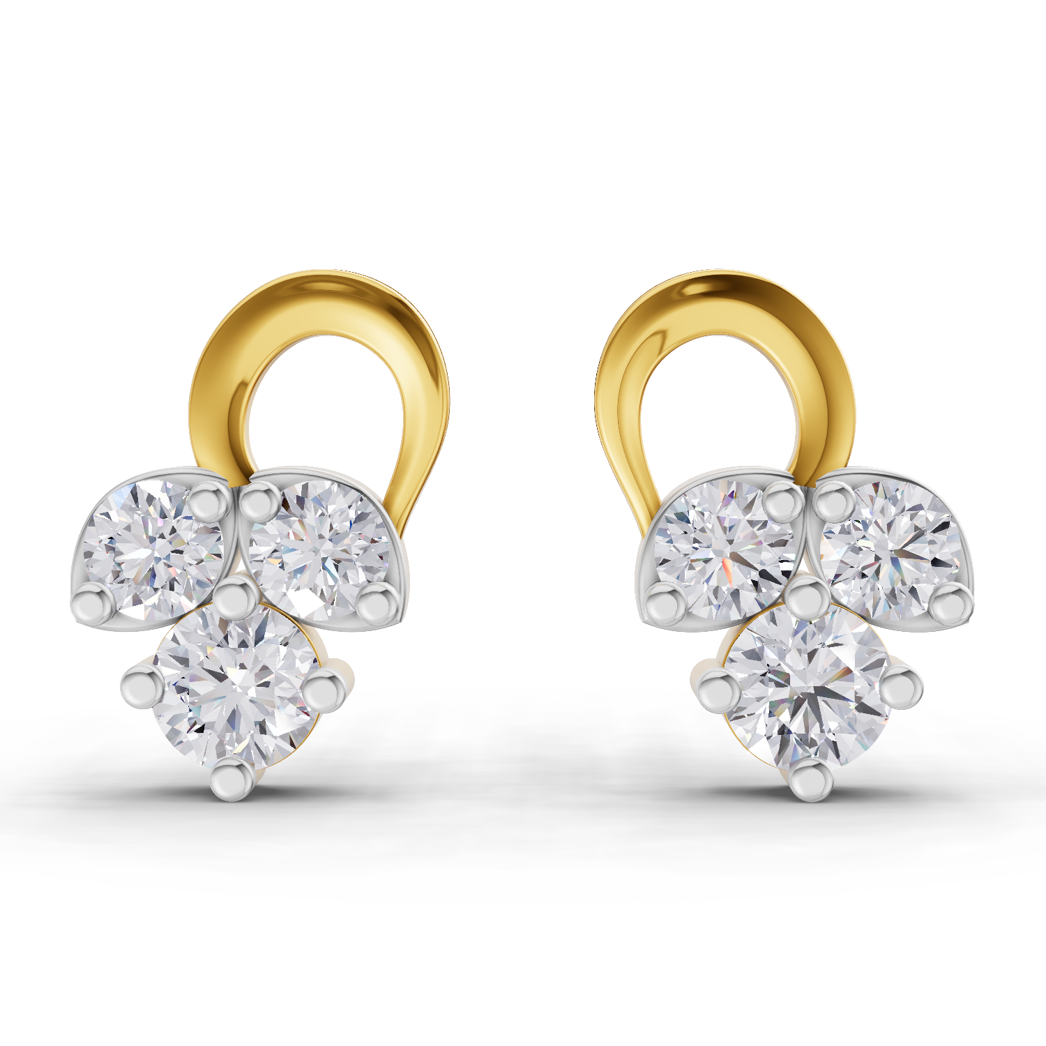 1.2 Carat three stone stud Earrings 14K