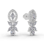 1.62 Carat Marquise And Pear Shape Diamond Earrings 14K - White Gold