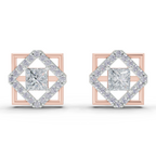 1.3 Carat Double Square Diamond Studs Earrings 14K - Rose Gold