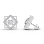 1.3 Carat Double Square Diamond Studs Earrings 14K - White Gold