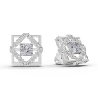 1.3 Carat Double Square Diamond Studs Earrings 14K - White Gold