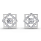 1.3 Carat Double Square Diamond Studs Earrings 14K - White Gold