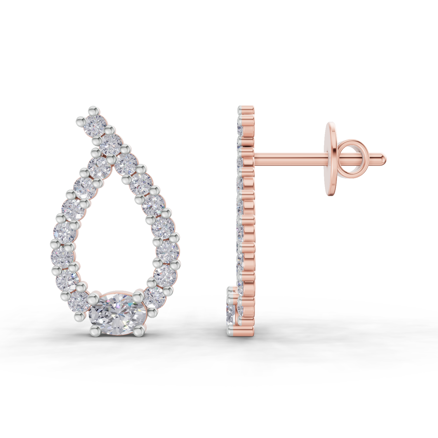 0.75 Carat Pear Stud Earrings 14K - Rose Gold