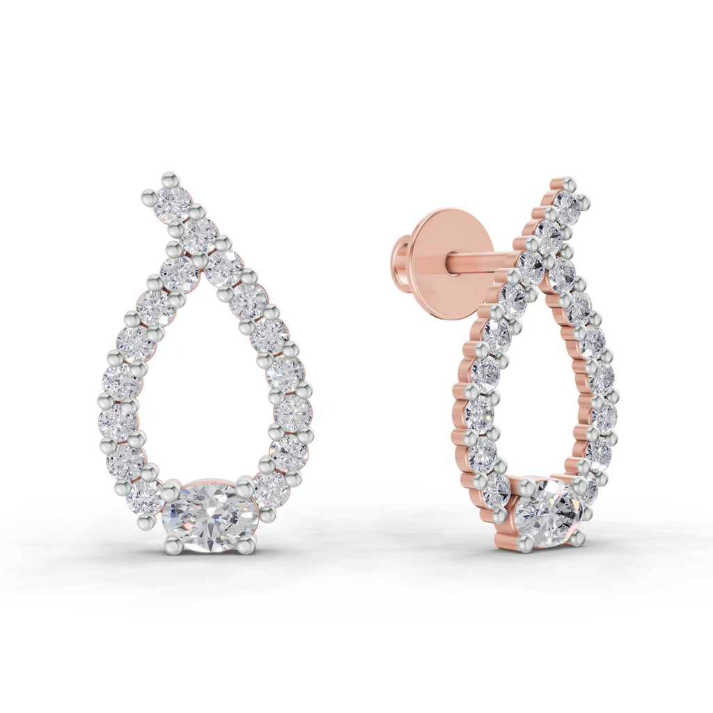 0.75 Carat Pear Stud Earrings 14K - Rose Gold