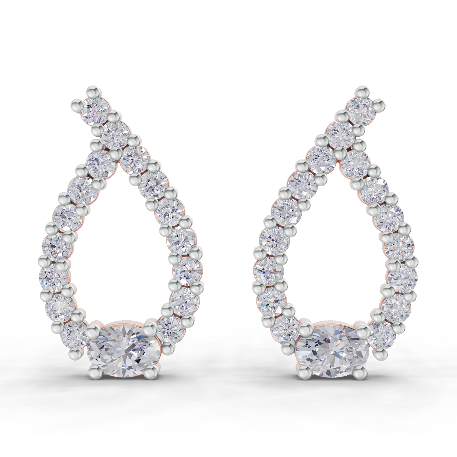 0.75 Carat Pear Stud Earrings 14K - Rose Gold