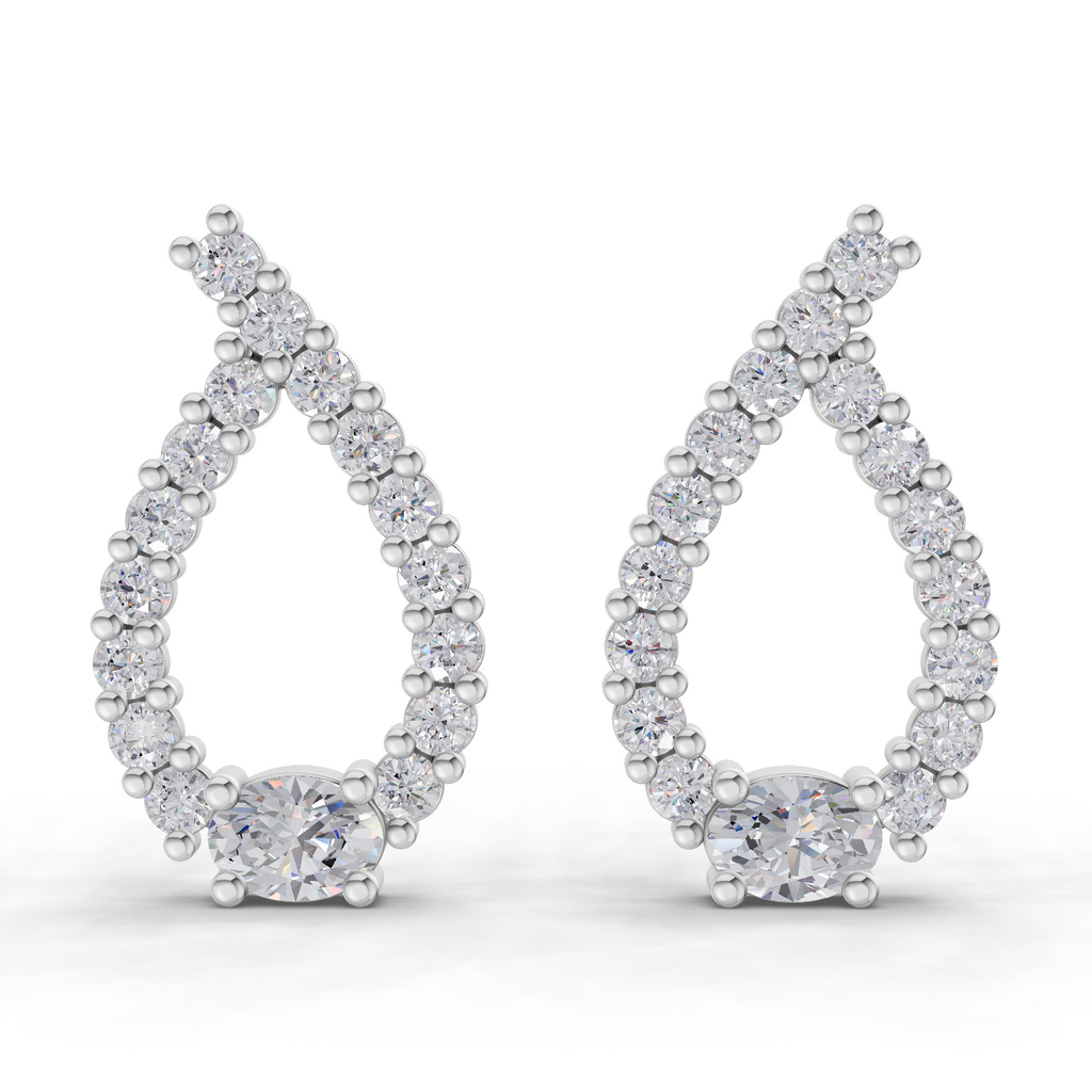 0.75 Carat Pear Stud Earrings 14K - White Gold