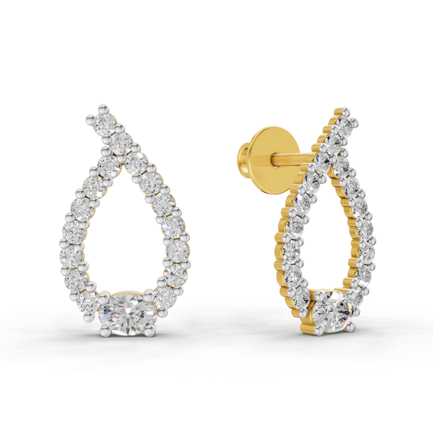 0.75 Carat Pear Stud Earrings 14K