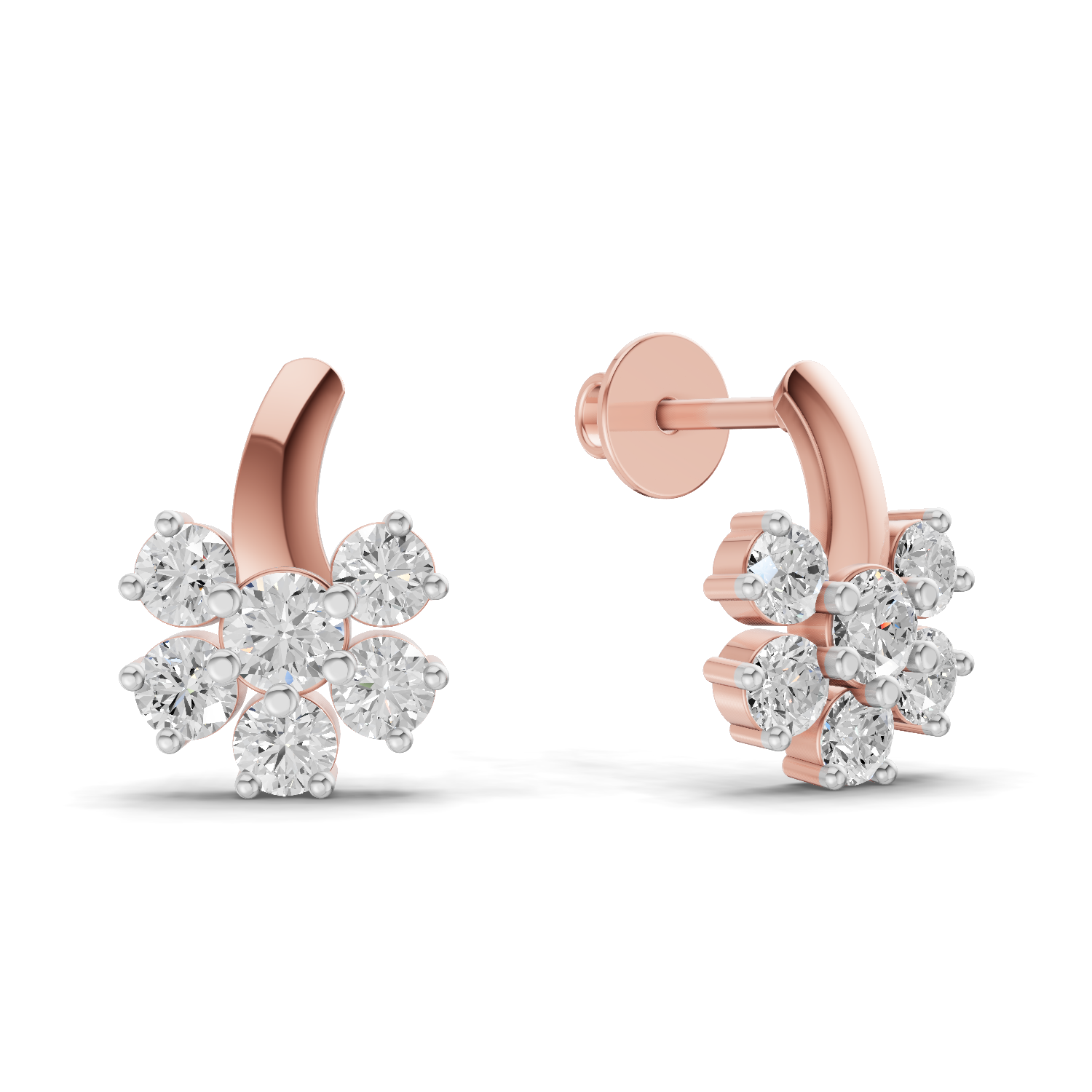 1.18 Carat Starlight Floral Stud Earrings 14K - Rose Gold