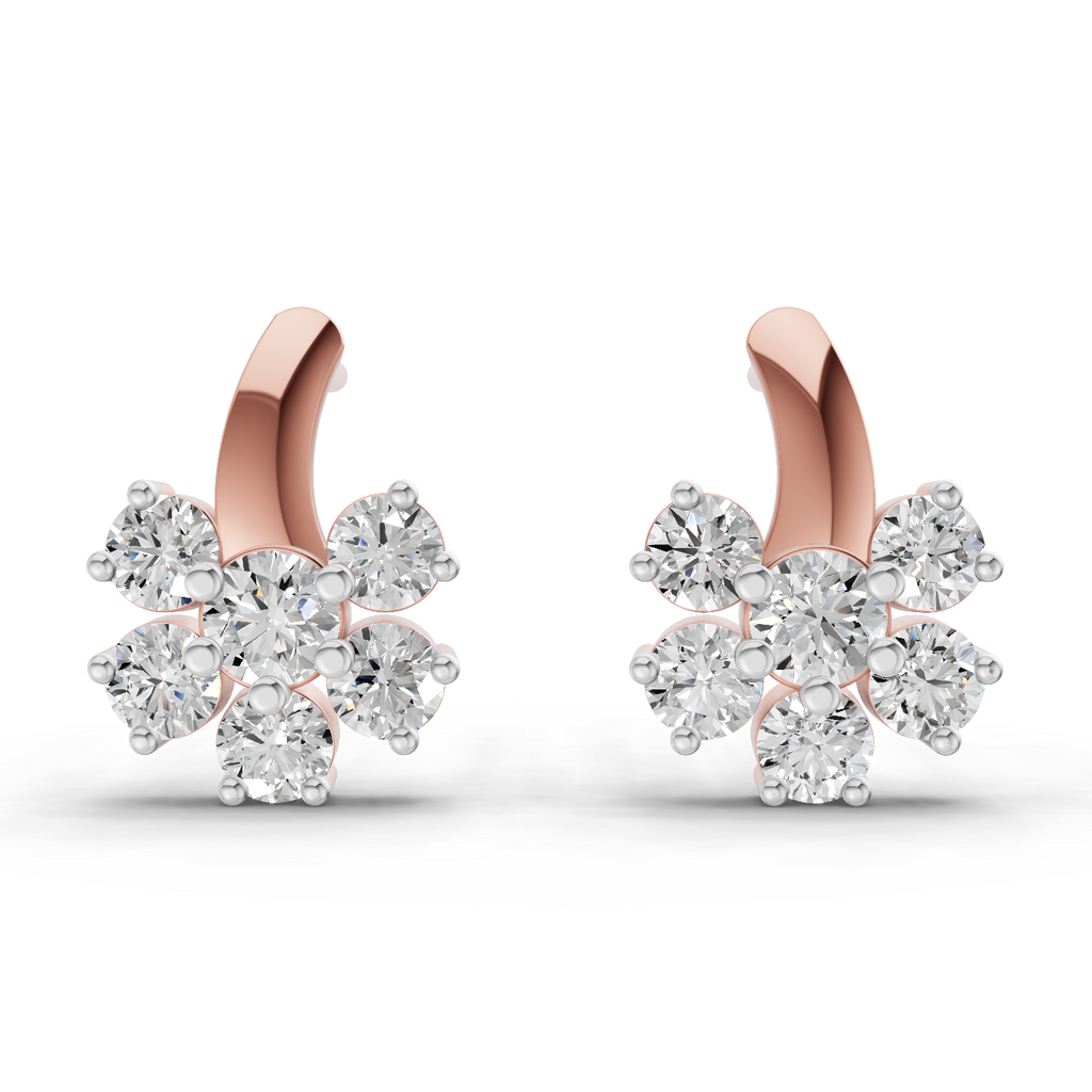 1.18 Carat Starlight Floral Stud Earrings 14K - Rose Gold