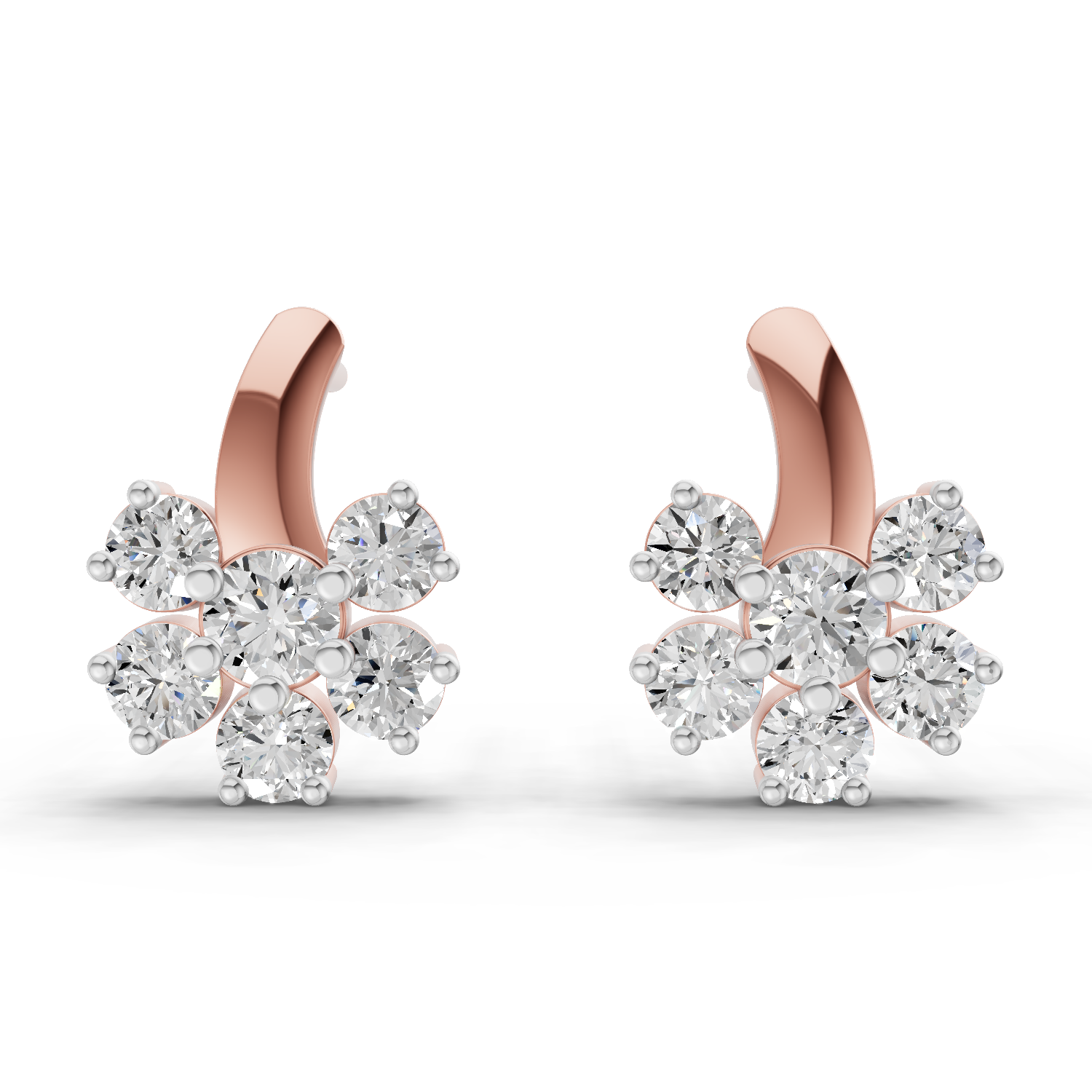 1.18 Carat Starlight Floral Stud Earrings 14K - Rose Gold