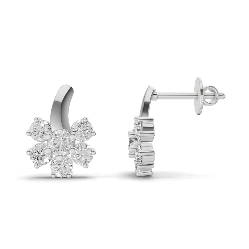 1.18 Carat Starlight Floral Stud Earrings 14K - White Gold