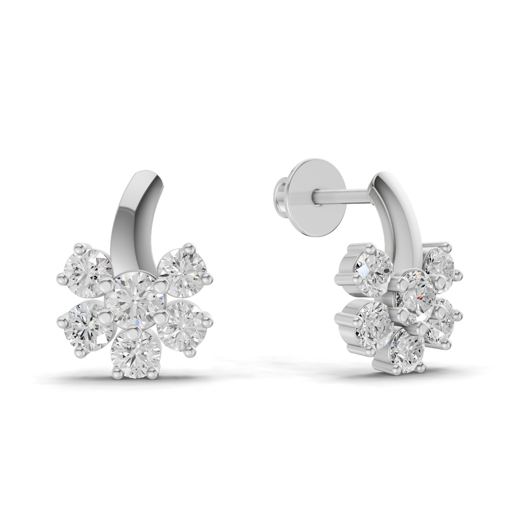 1.18 Carat Starlight Floral Stud Earrings 14K - White Gold