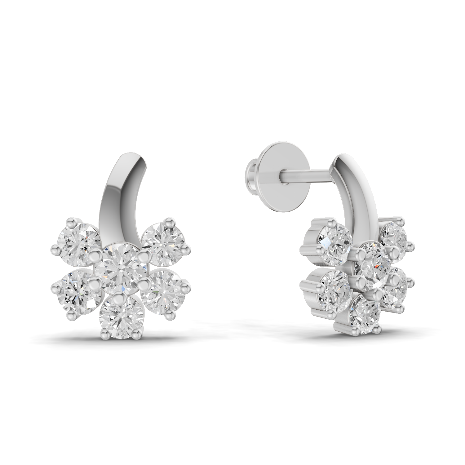 1.18 Carat Starlight Floral Stud Earrings 14K - White Gold