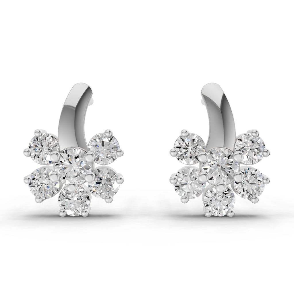 1.18 Carat Starlight Floral Stud Earrings 14K - White Gold