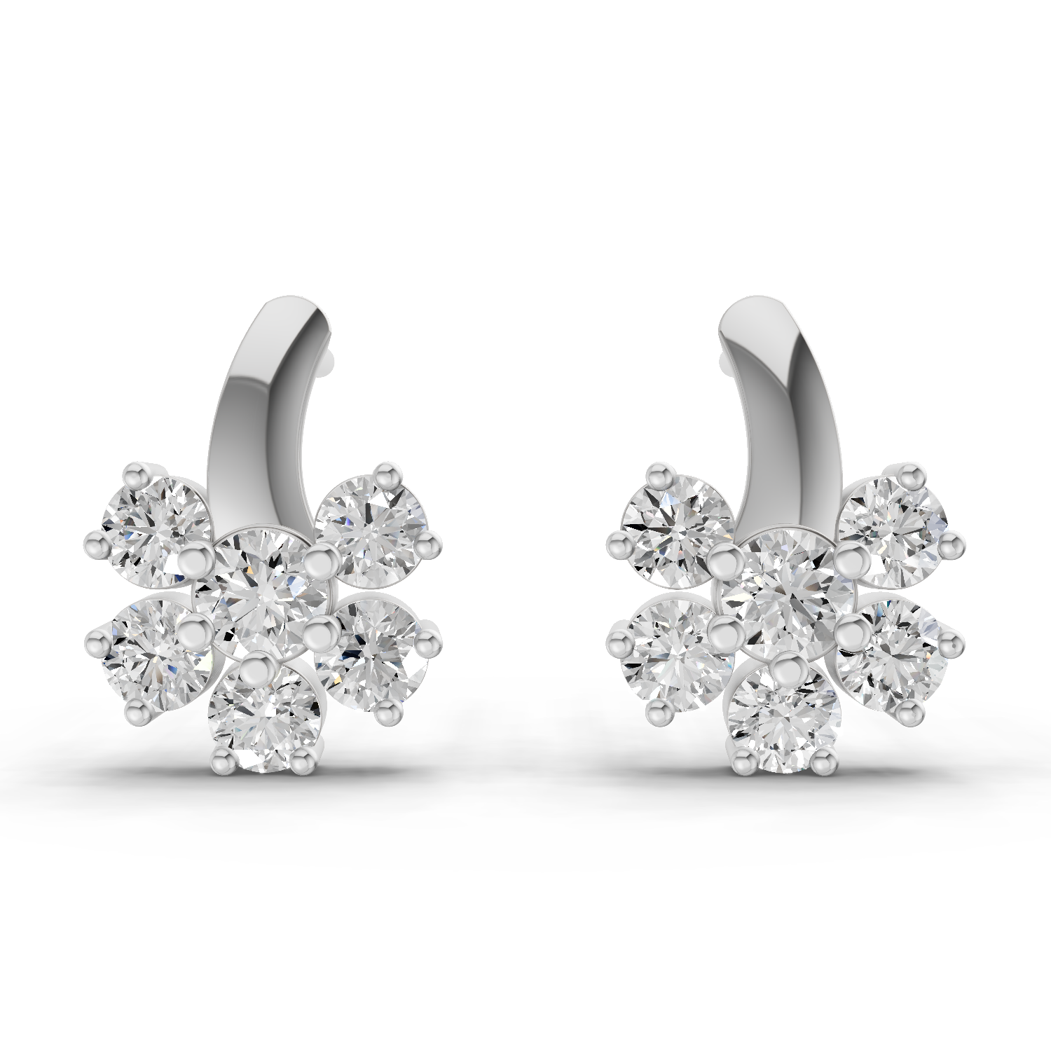 1.18 Carat Starlight Floral Stud Earrings 14K - White Gold