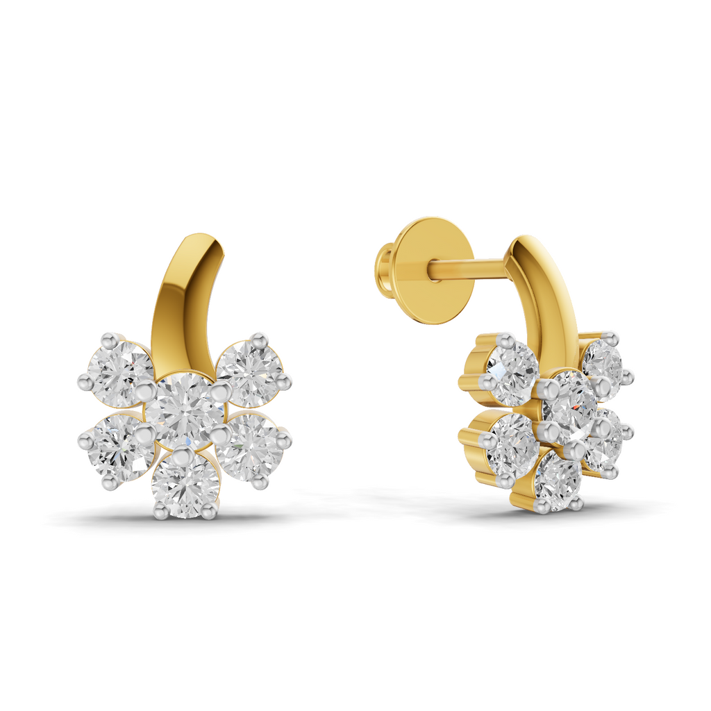 1.18 Carat Starlight Floral Stud Earrings 14K