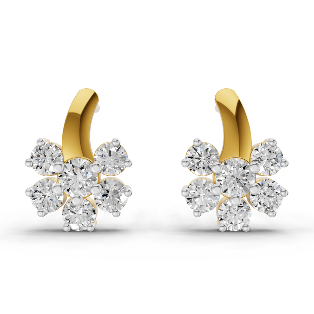 1.18 Carat Starlight Floral Stud Earrings 14K