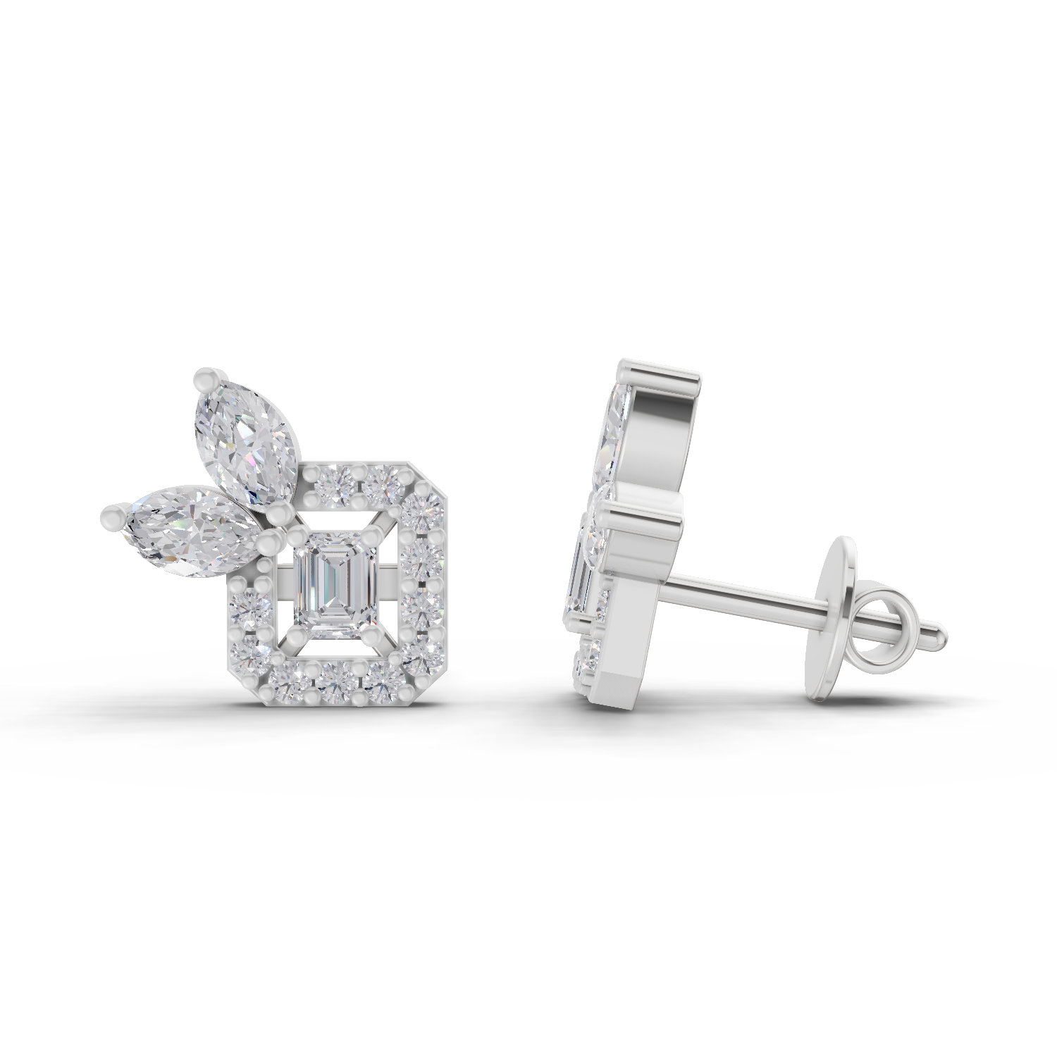 0.86 Carat two or three marquise-cut Diamond 14K - White Gold