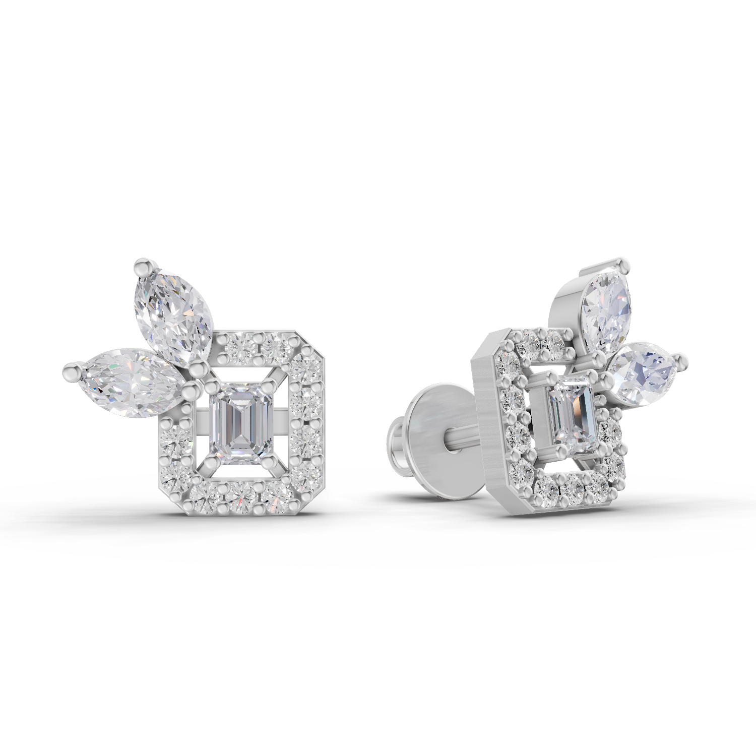 0.86 Carat two or three marquise-cut Diamond 14K - White Gold