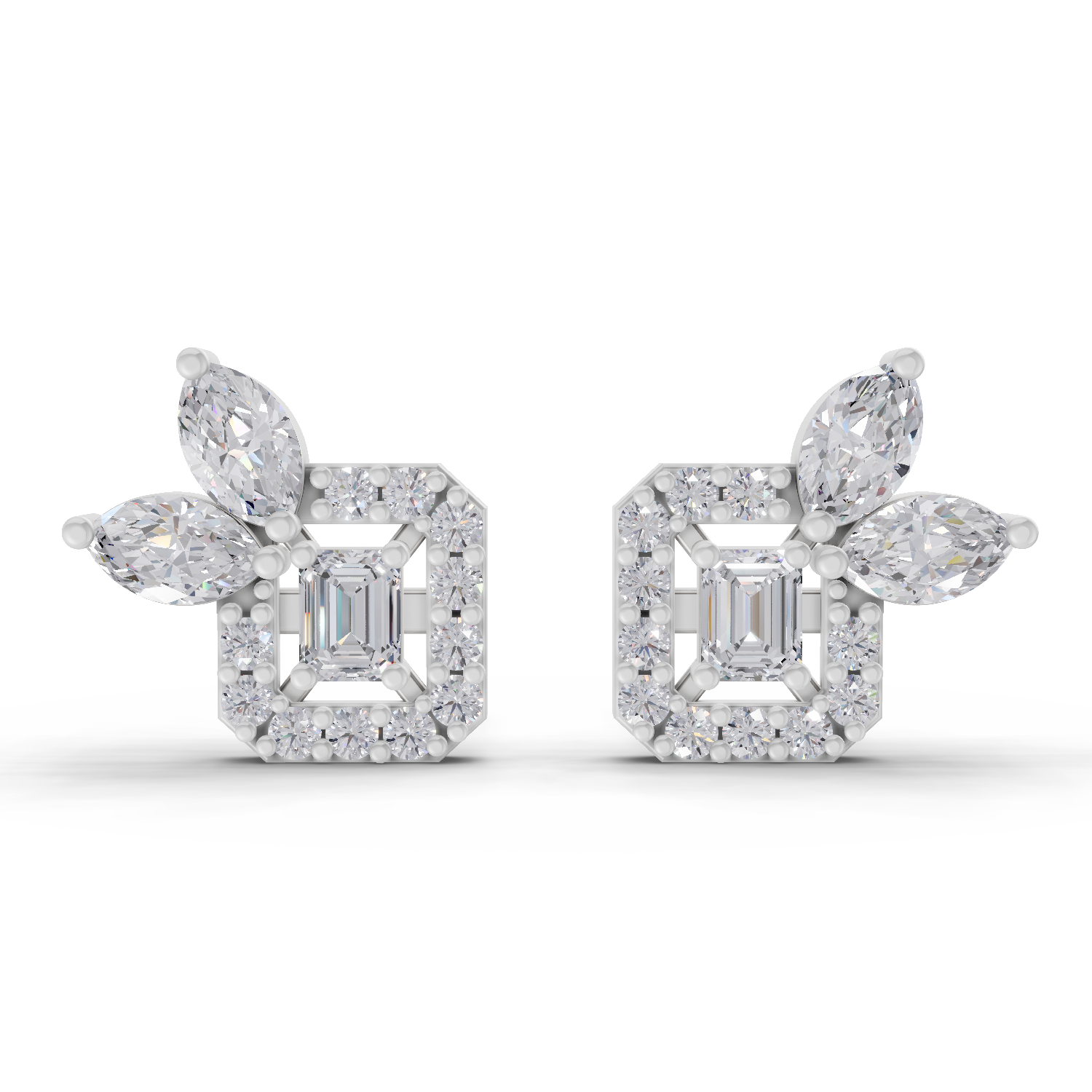 0.86 Carat two or three marquise-cut Diamond 14K - White Gold
